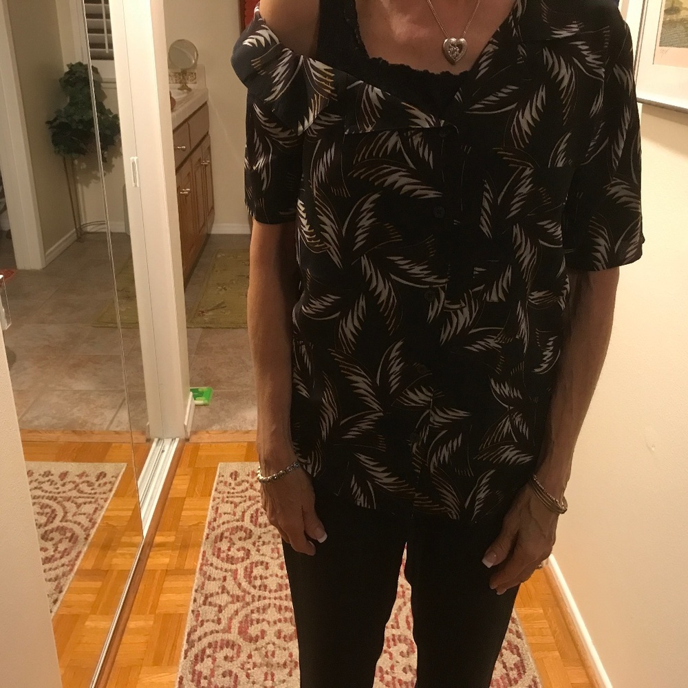 A.L.C. Josephine One Shoulder Print Silk Blouse 2